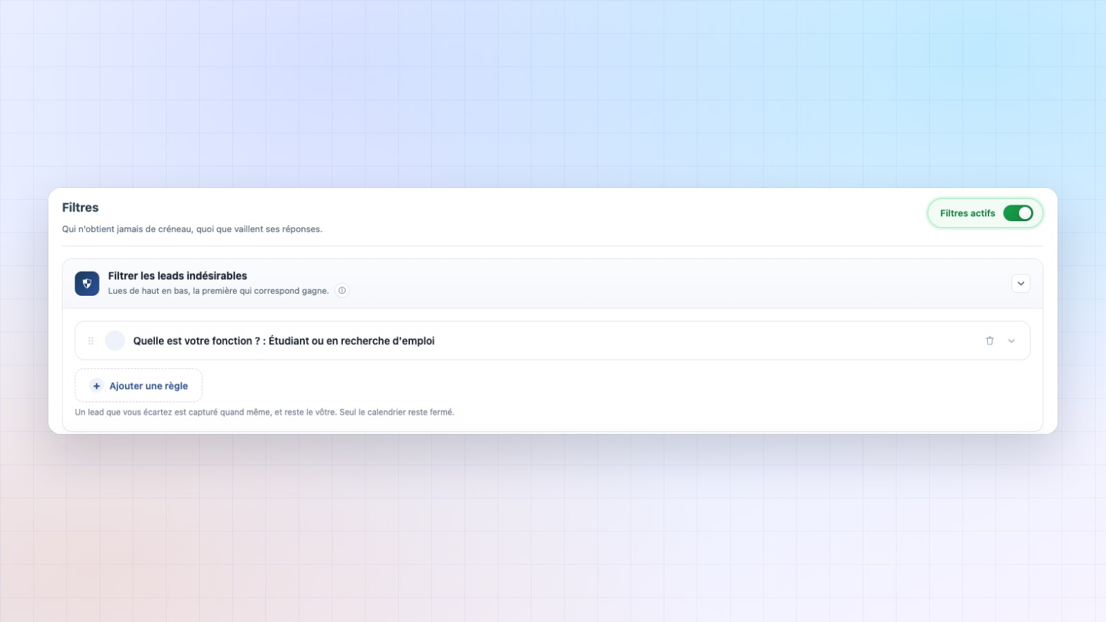 Filtres Booking Leads : écarter les leads indésirables tout en gardant leur contact