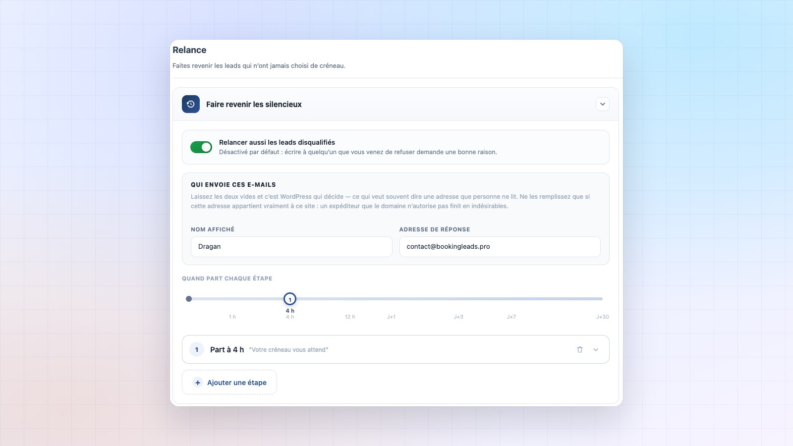 Relance Booking Leads : les e-mails qui font revenir les leads sans créneau